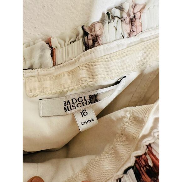 BADGLEY MISCHKA White Floral Printed Off-Shoulder Ruffles High-Low Maxi Dress 16 - Picture 13 of 16